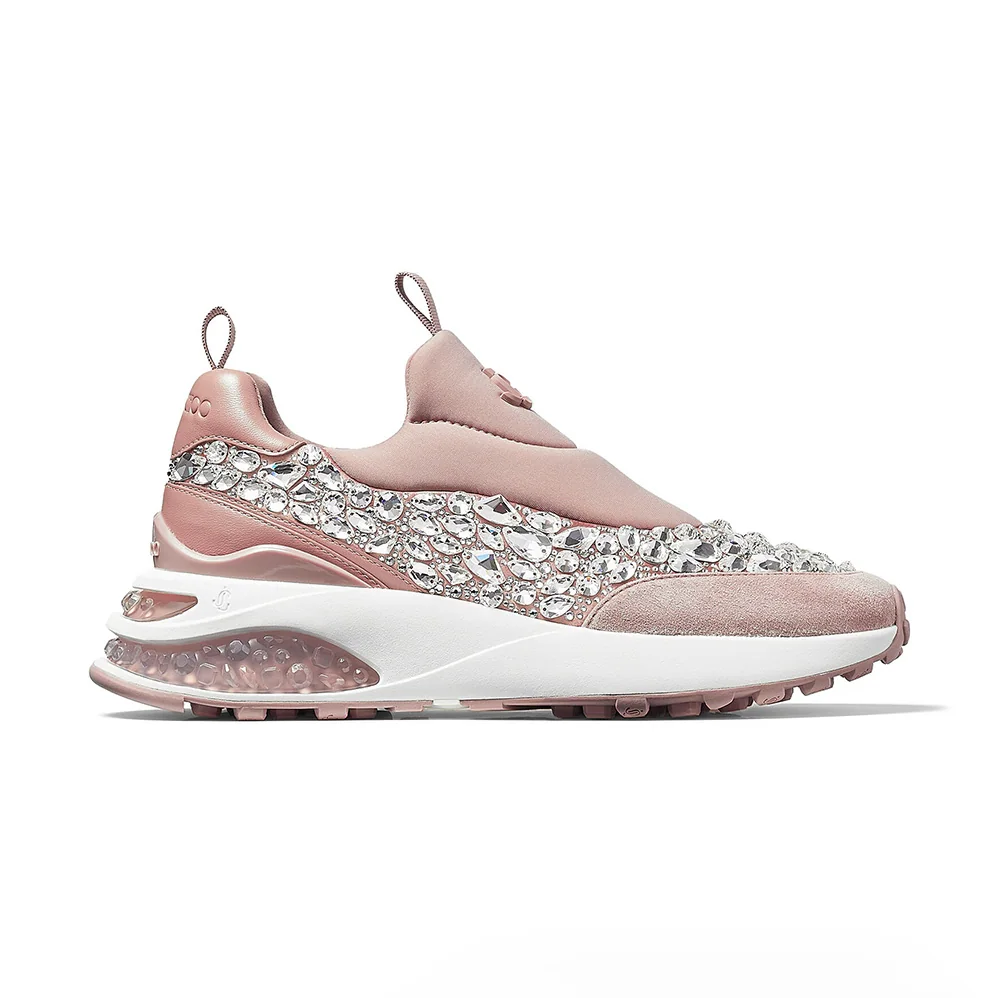 Jimmy Choo Memphis/F Ballet Pink Mix Neoprene and Leather Low Top Trainers for Women
