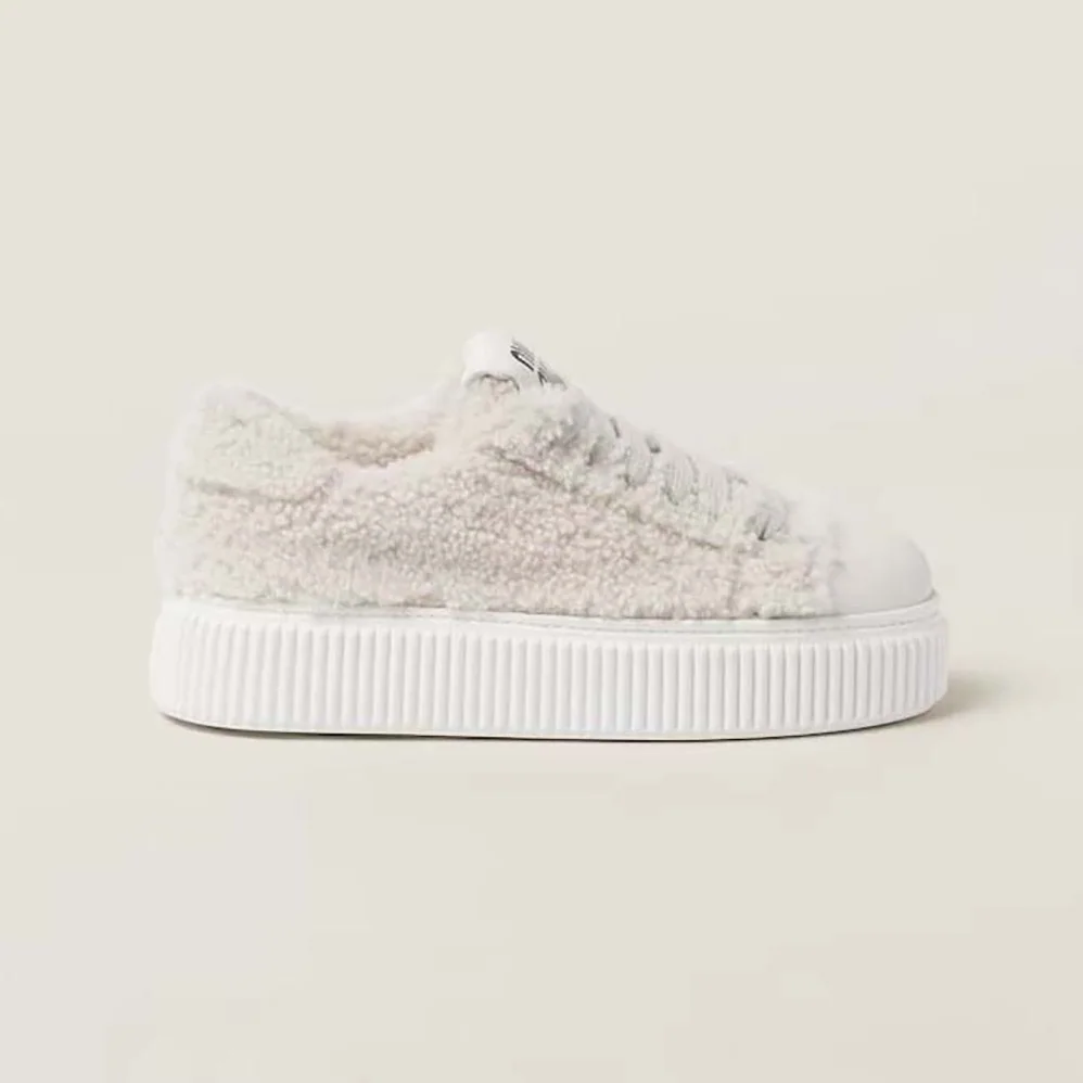Miu Miu Shearling Sneakers with EVA Sole with Logo for Women