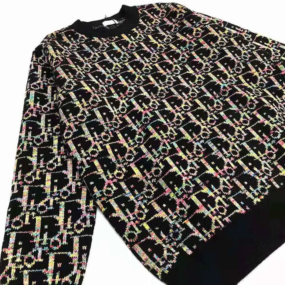 Dior Oblique Sweater Black Wool Jacquard for Men