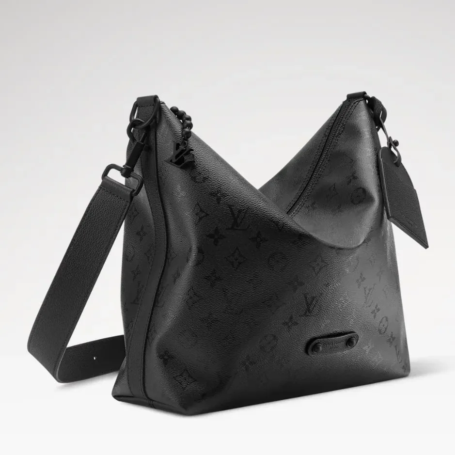 Louis Vuitton Vagabond Hobo Bag / Black Monogram Midnight Black Hardware