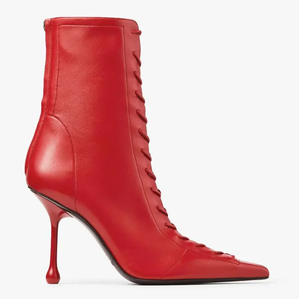 Jimmy Choo Scarlett Ankle Boot 95 Postbox Red Nappa Leather Boots for Women