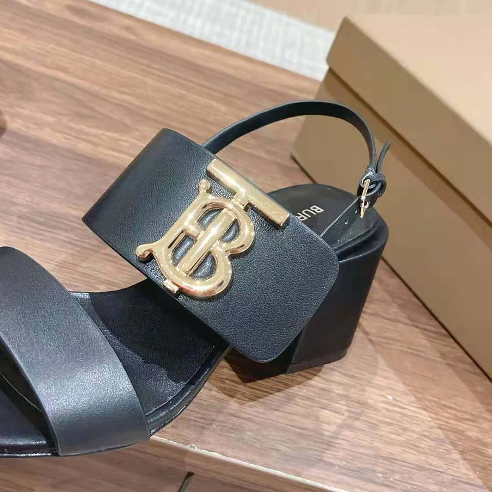 Burberry Monogram Motif Leather Sandals for Women in Black
