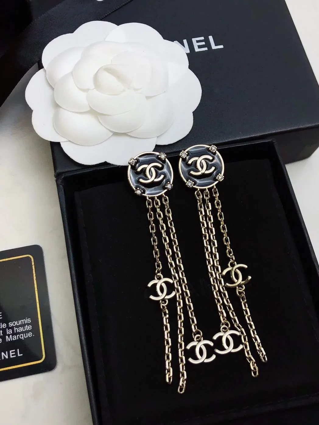 Chanel Long Earrings Black Chanel Long Earrings Black