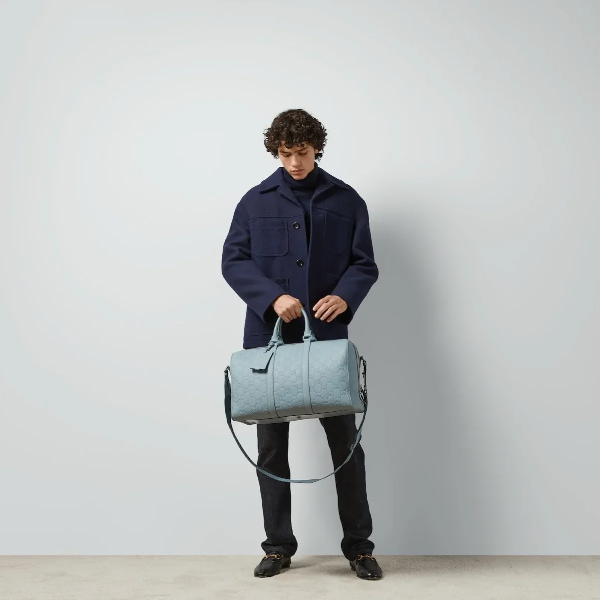 Gucci Rubber-Effect Medium Duffle Bag Light Blue / Gucci Rubber-Effect Medium Duffle Bag Light Blue /