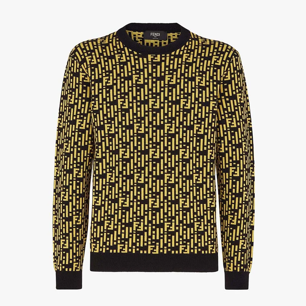 Fendi Regular-Fit Crew Neck Sweater for Women in Yellow Fendi Regular-Fit Crew Neck Sweater for Women in Yellow