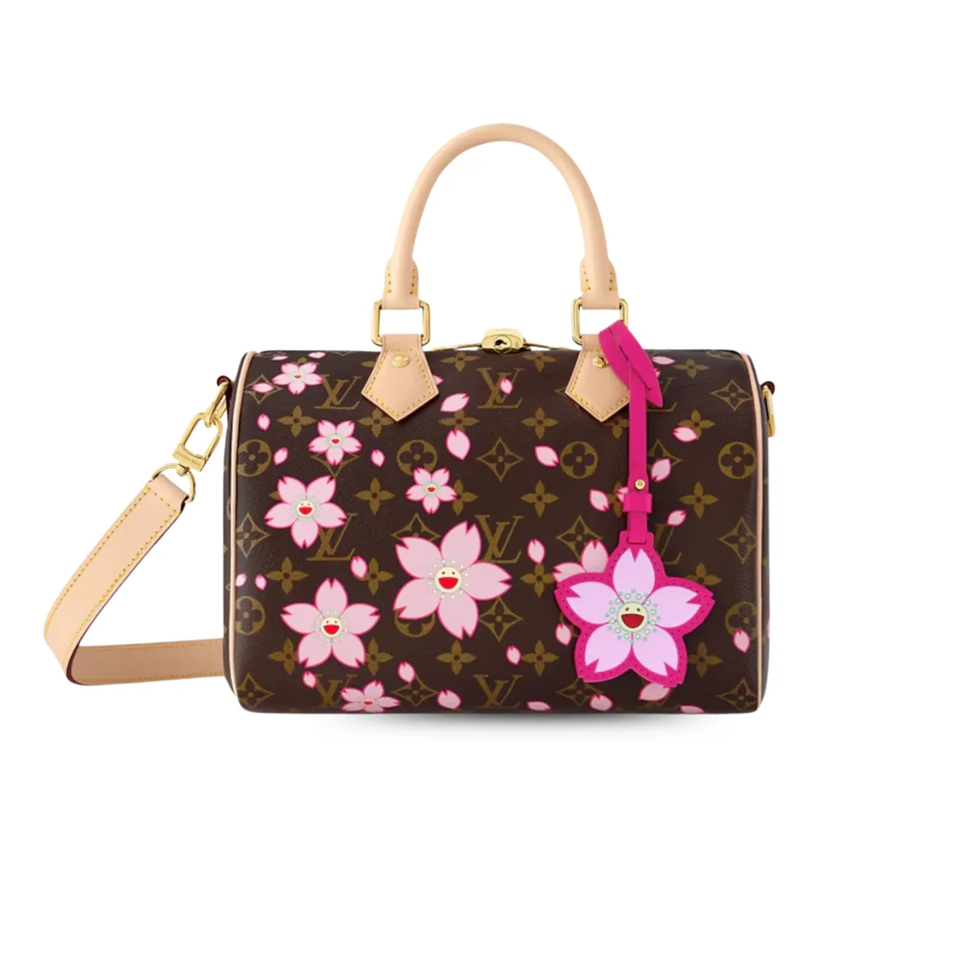 Louis Vuitton LV x TM Speedy Bandouliere 25 Top Handle Bag in Sakura Brown Gold Hardware