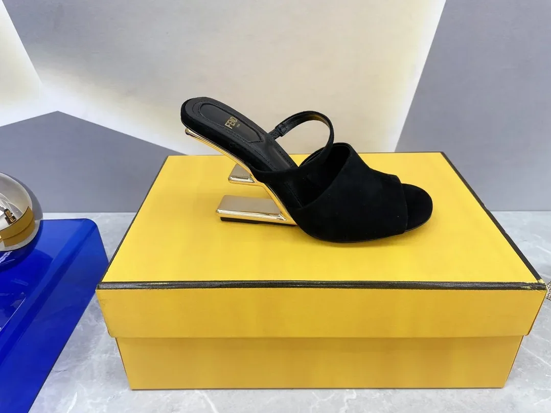 Fendi First Black Velvet High in Heeled Sandals