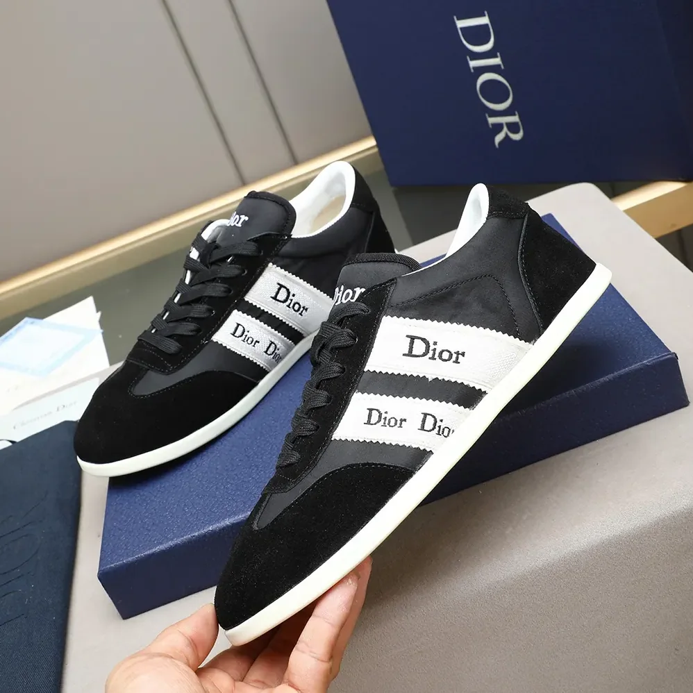 Dior Ribbon Sneaker Black Suede Calfskin and Technical Fabric for Unisex