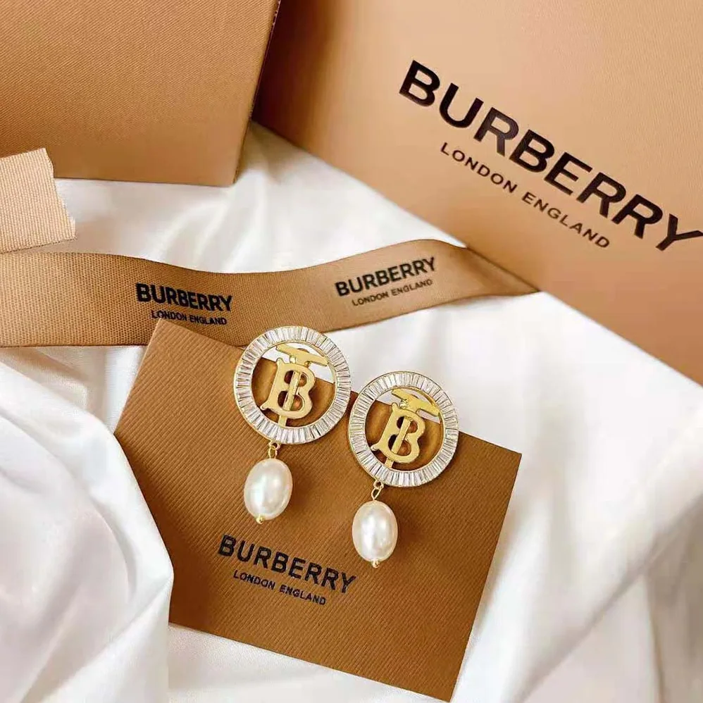 Burberry Pearl Detail Gold for Women in plated Monogram Motif Earrings Burberry Pearl Detail Gold for Women in plated Monogram Motif Earrings