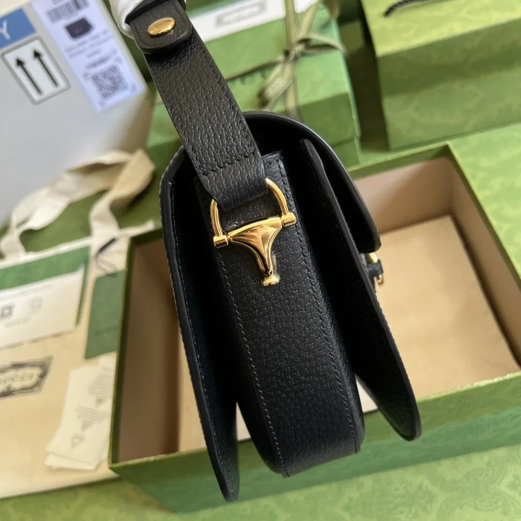 Gucci Horsebit 1955 Shoulder Bag Black And Ivory GG Denim Jacquard / Gucci Horsebit 1955 Shoulder Bag Black And Ivory GG Denim Jacquard /