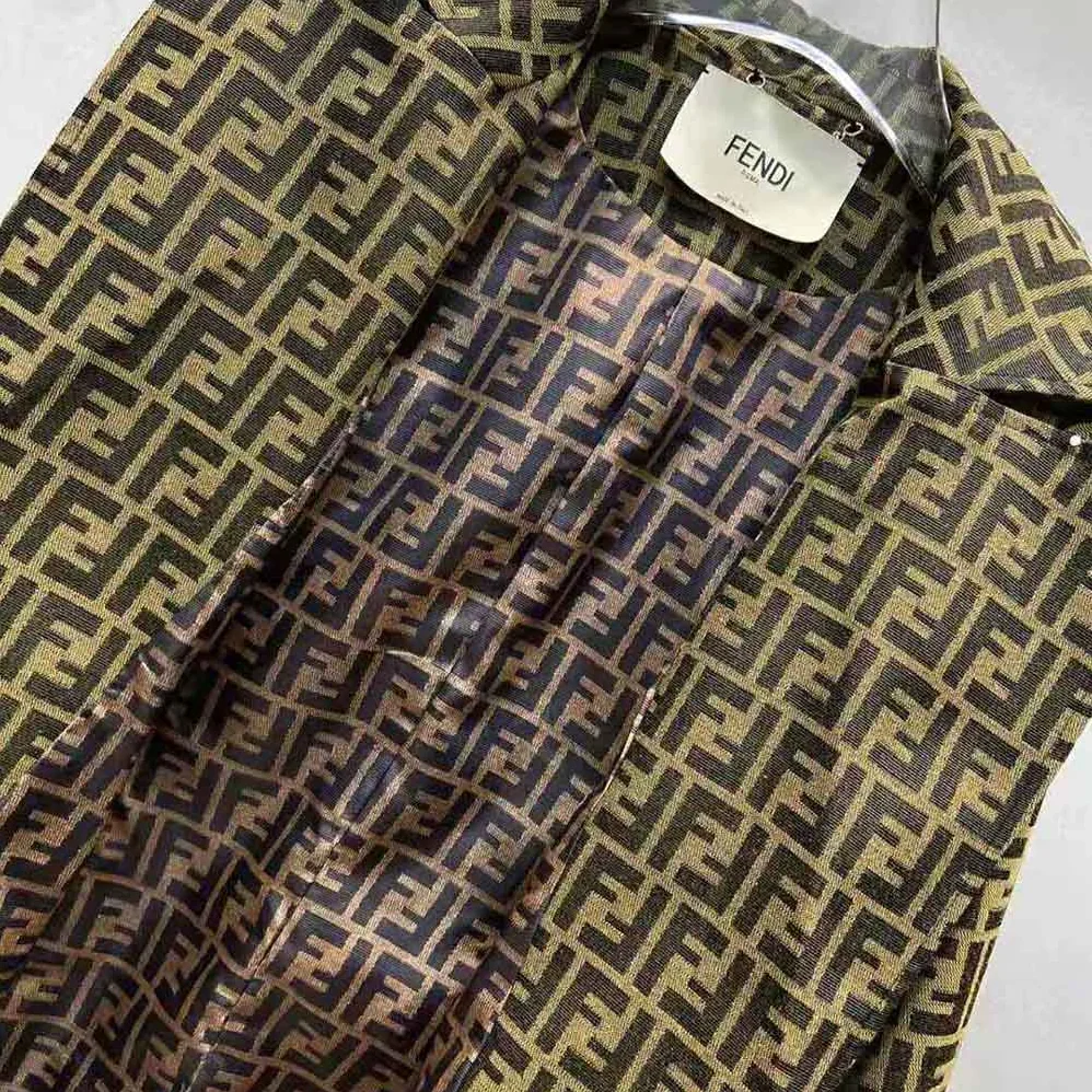 Fendi Overcoat Brown Canvas Trench Coat for Women