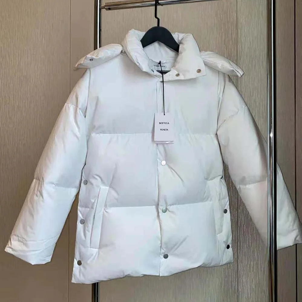 Bottega Veneta Frosted Poplin Puffer Jacket for Women in White