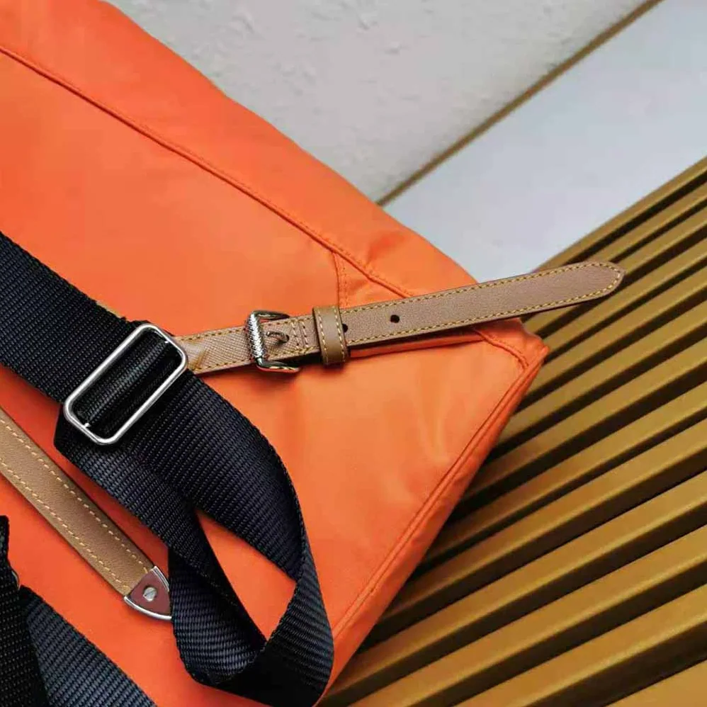 Prada Nylon and Saffiano Leather Backpack for Women in Orange Prada Nylon and Saffiano Leather Backpack for Women in Orange