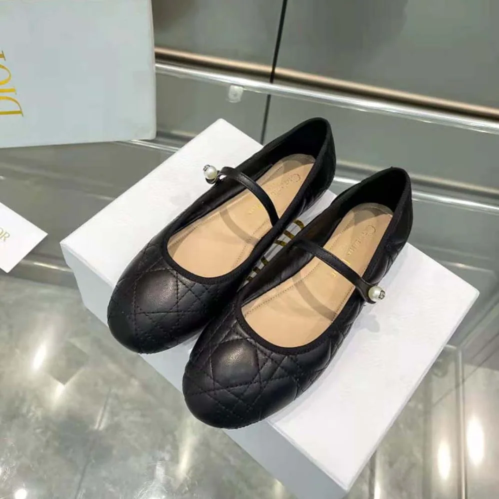 Dior Ballet Flat Black Quilted Cannage Calfskin for Women