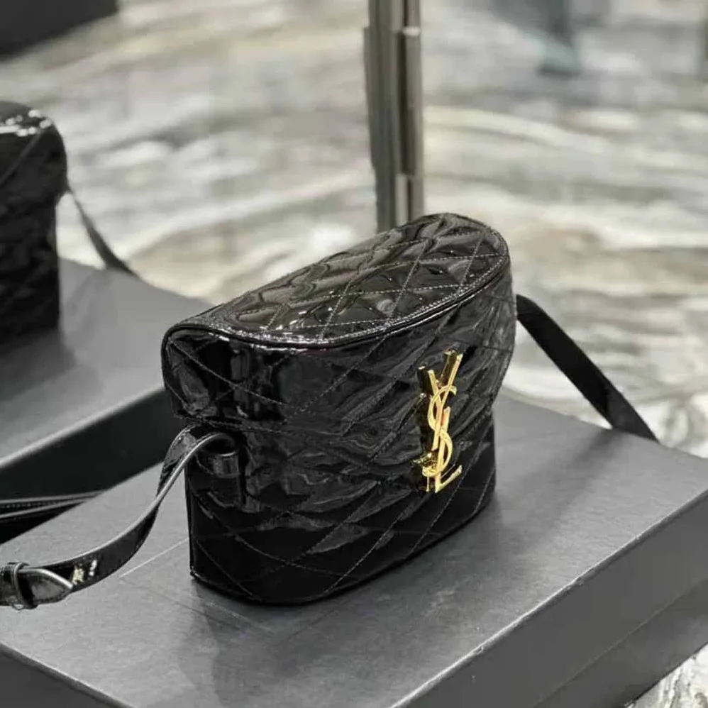 Saint Laurent YSL June Box Bag in Quilted Patent Leather for Women