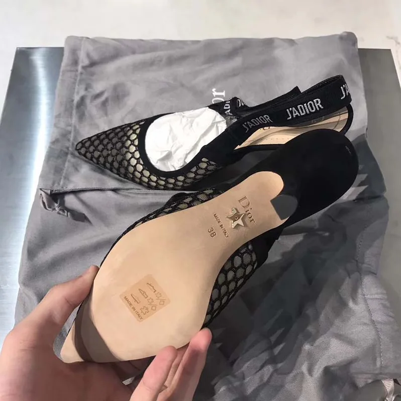 Dior Shoes J'Adior High-Heeled Shoe in Black Mesh 95mm Heel for Women
