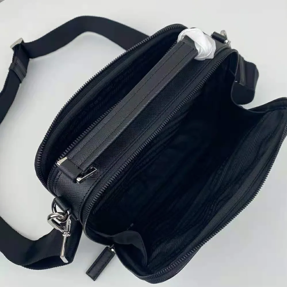 Prada Brique Saffiano Leather Cross-Body Bag for Men in Black