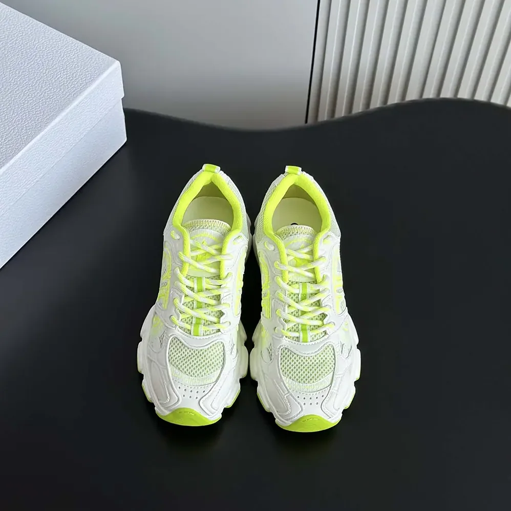 Dior Chrono Sneaker White and Lime Green Mesh with Leather for Unisex in Effect Panels Dior Chrono Sneaker White and Lime Green Mesh with Leather for Unisex in Effect Panels