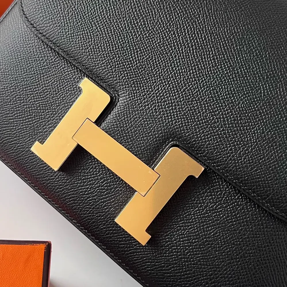 Hermes Constance 24 Bag Epsom Leather for Women in Black/Gold