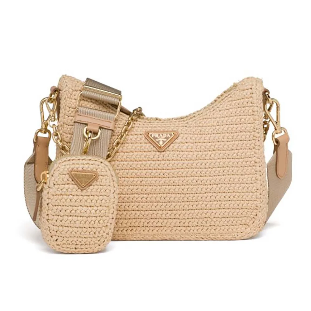 Prada Re-Edition 2005 Raffia Bag for Women in Natural Prada Re-Edition 2005 Raffia Bag for Women in Natural