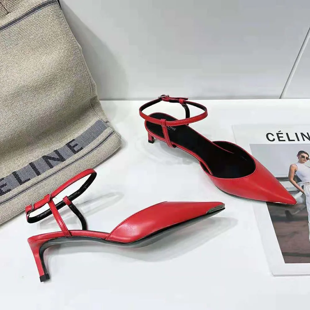 Celine Kitten Metal Toe Pump in Kidskin for Women in Red Celine Kitten Metal Toe Pump in Kidskin for Women in Red
