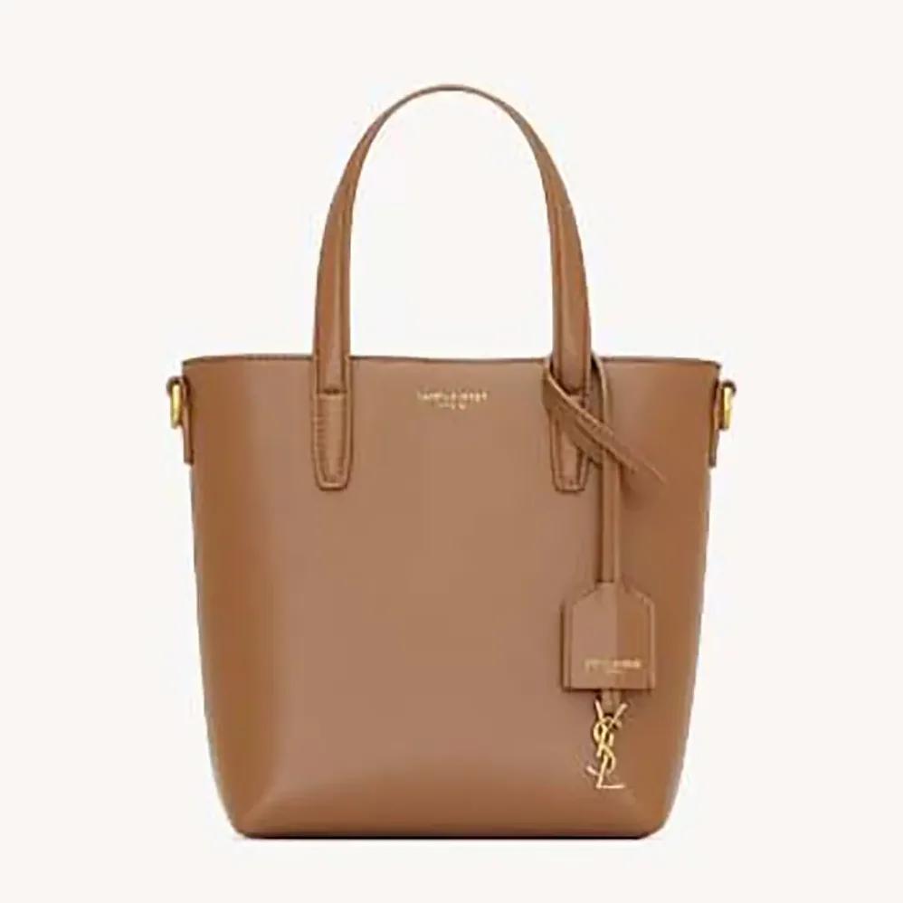 Saint Laurent YSL Mini Toy Shopping Saint Laurent in Box Leather for Women in Brown