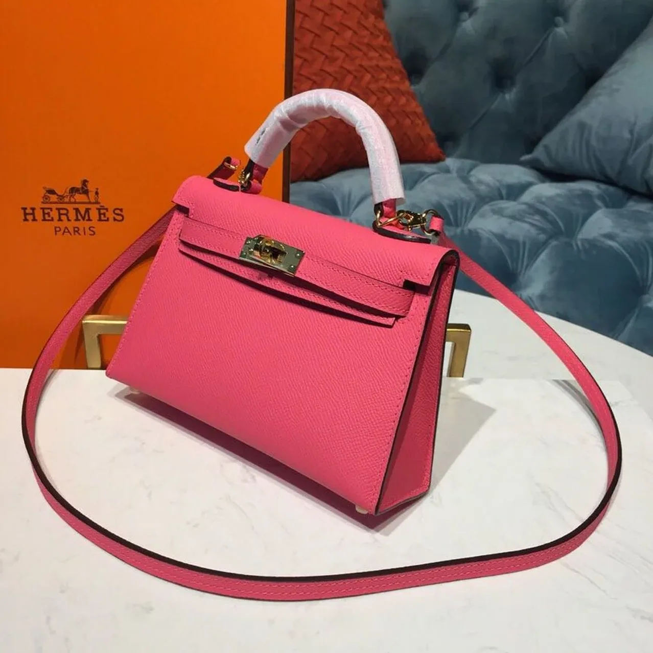 Hermes Mini Kelly Rose Tyrien Gold Toned Hardware / Hermes Mini Kelly Rose Tyrien Gold Toned Hardware /