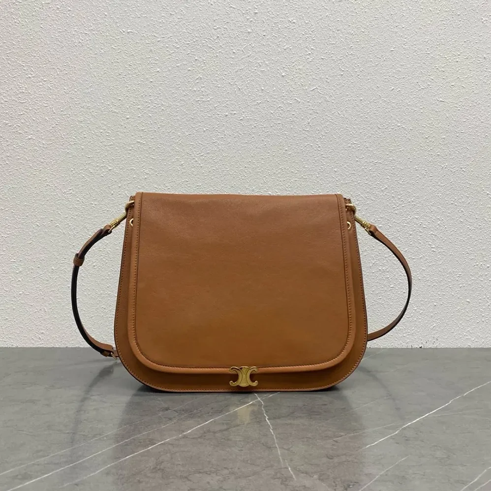 Celine Soft Triomphe Besace in Supple Shiny Lambskin for Women in Brown Celine Soft Triomphe Besace in Supple Shiny Lambskin for Women in Brown