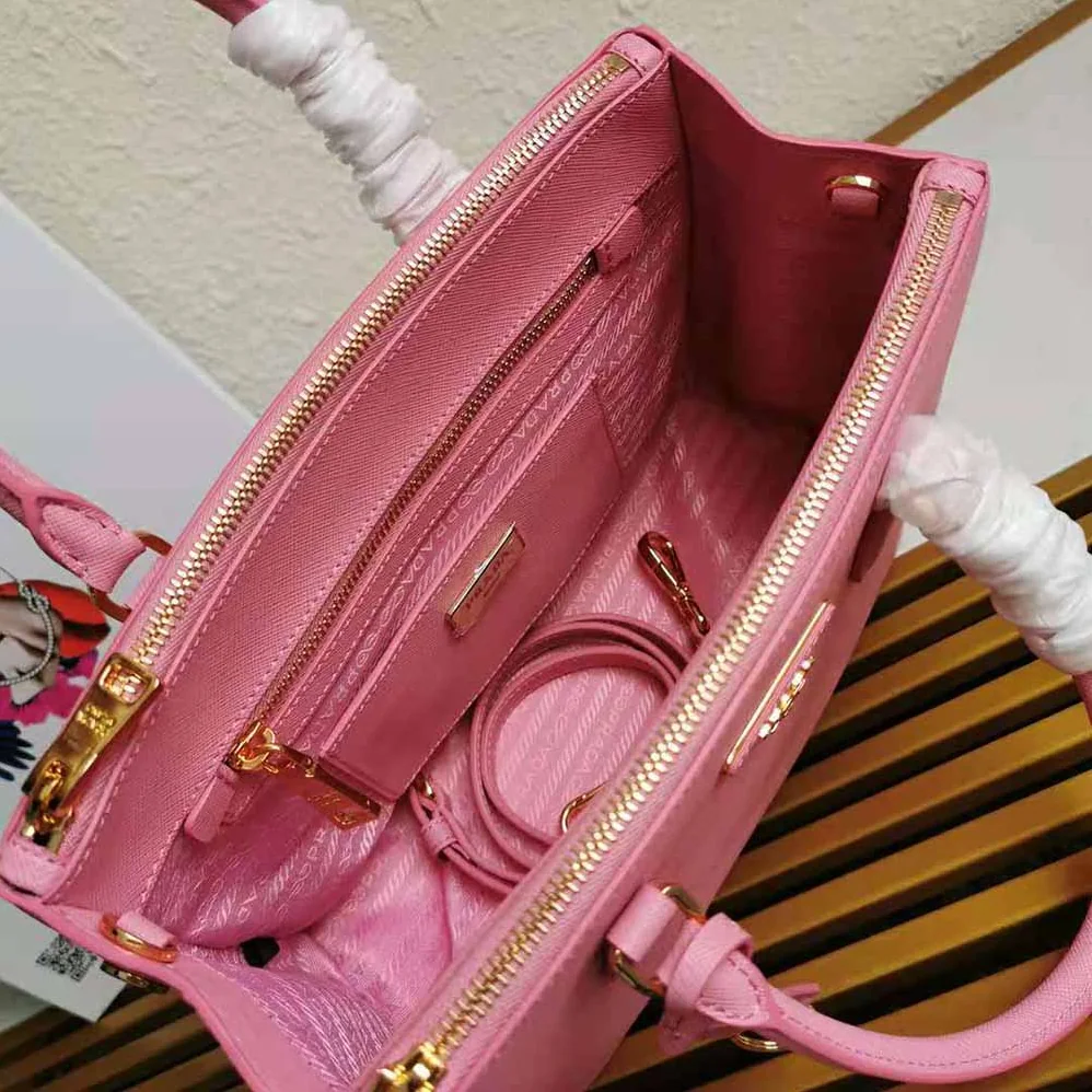Prada Small Saffiano Leather Prada Galleria Bag for Women in Pink