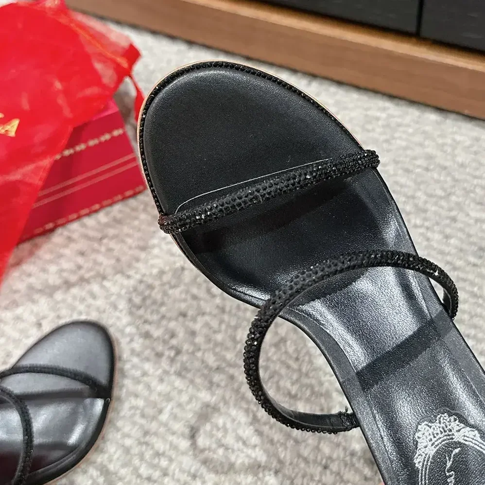 Rene Caovilla Cleo Black Sandal 80 for Women