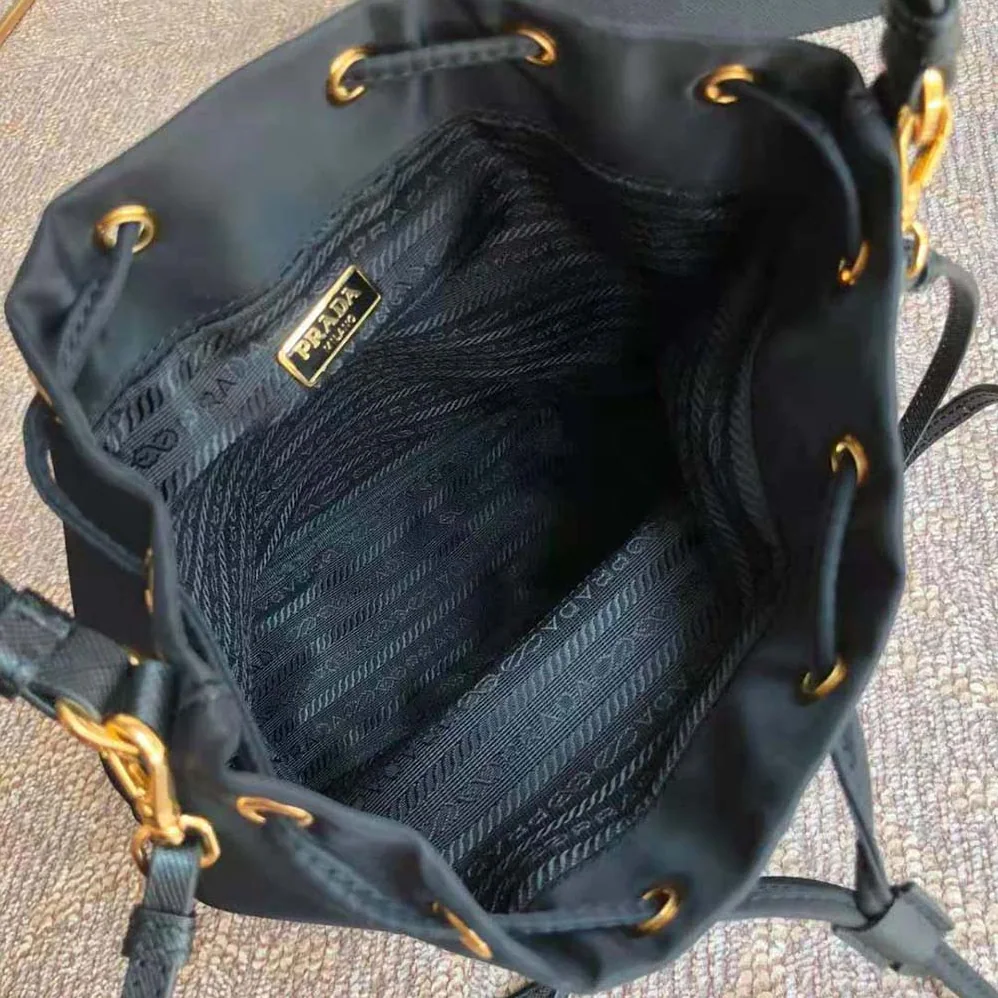 Prada Duet Re-Nylon Shoulder Bag for Women in Black