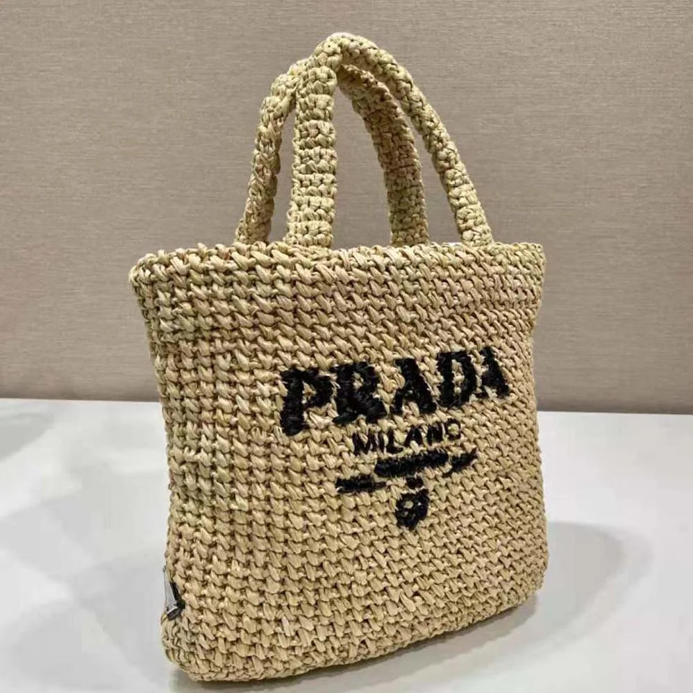 Prada Small Raffia Tote Bag for Women in Natural