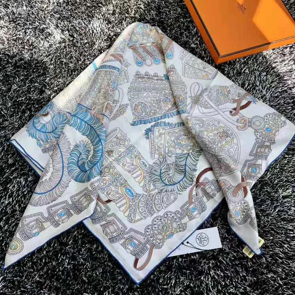 Dior Le Jugement Square Scarf Blue Silk Twill for Women