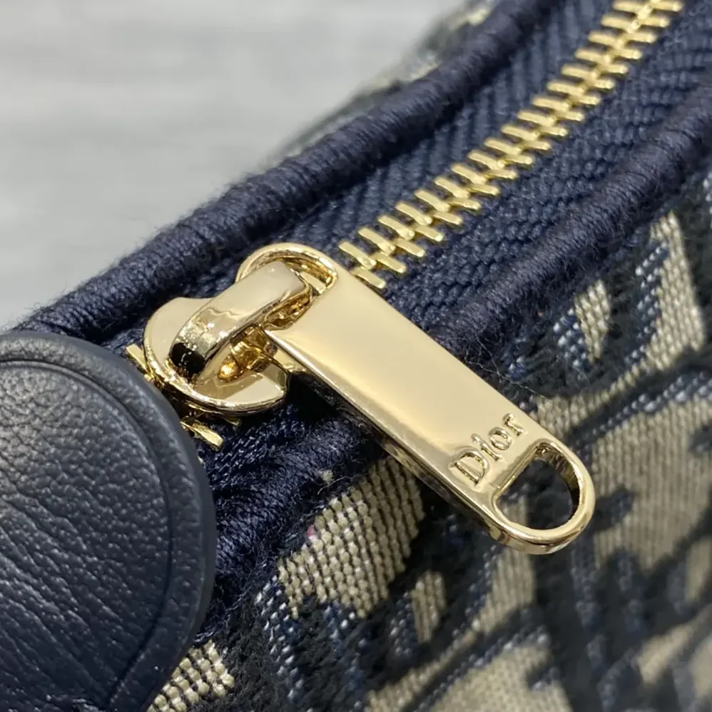 Dior Oblique Bow Pouch with Chain Blue Dior Oblique Jacquard for Women