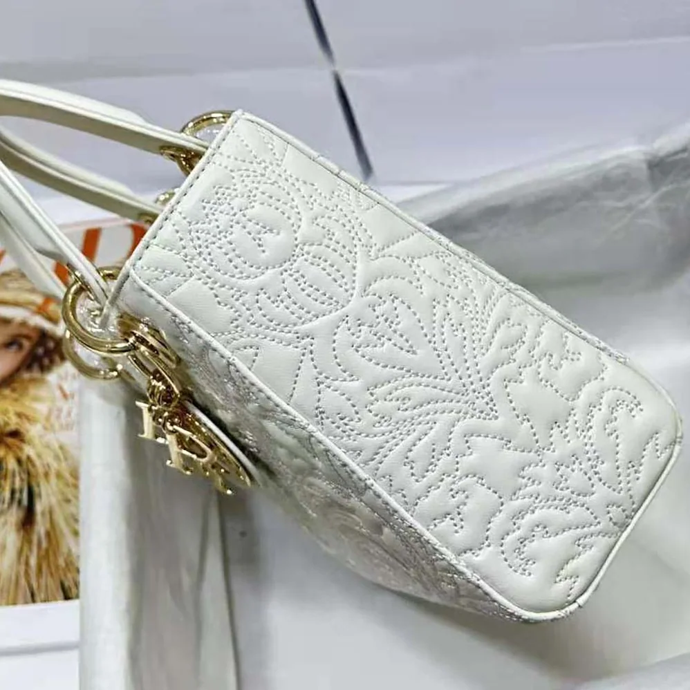 Dior Small Lady Dior my Abcdior Bag Latte Quilted-Effect Lambskin with Ornamental Motif for Women Dior Small Lady Dior my Abcdior Bag Latte Quilted-Effect Lambskin with Ornamental Motif for Women