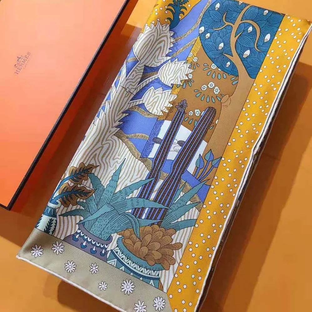 Hermes Le Premier Chant Scarf 90 in Silk Twill with Hand-Rolled Edges for Women in Yellow Hermes Le Premier Chant Scarf 90 in Silk Twill with Hand-Rolled Edges for Women in Yellow