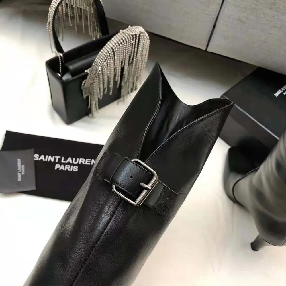Saint Laurent YSL Harper Boots in Smooth Leather for Women in Black