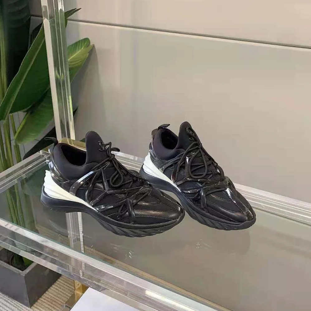 Jimmy Choo Cosmos/F Black Leather and Neoprene Low for Women in Top Trainers