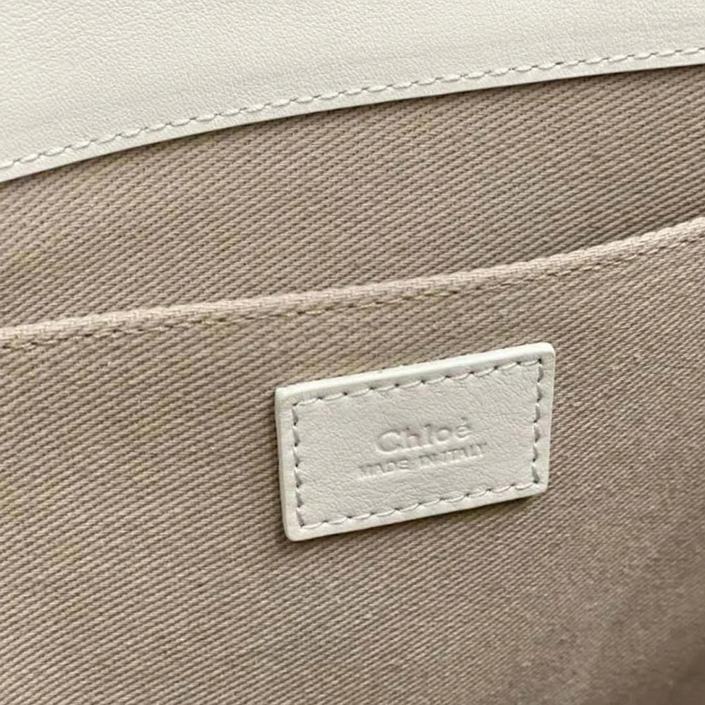 Chloe Medium Woody Tote Bag with Embroidered Chloé Logo for Women in White