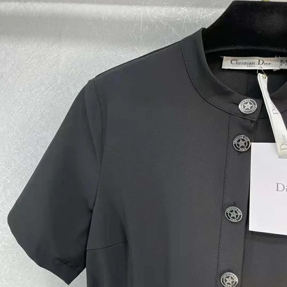 Dior Short Flared Dress Black Wool and Silk for Women Dior Short Flared Dress Black Wool and Silk for Women