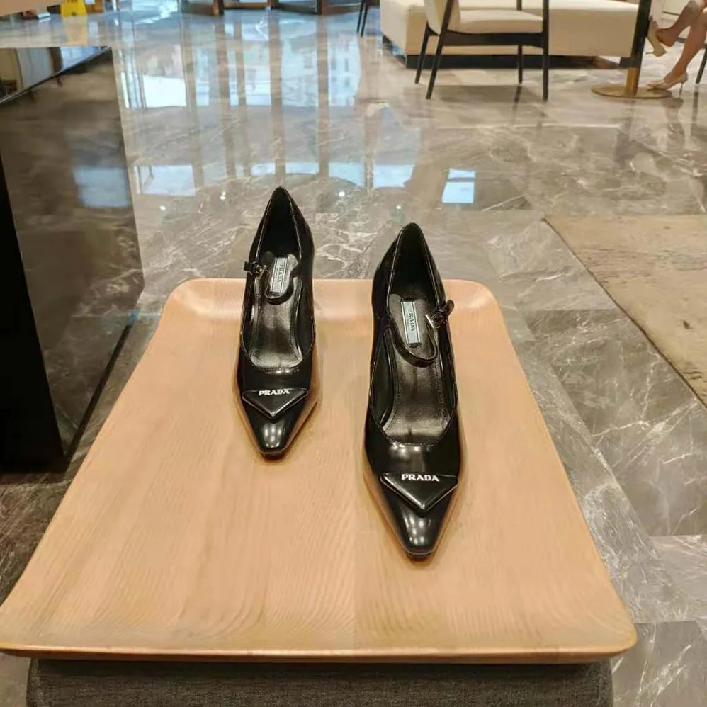 Prada Brushed Leather Pumps in 95 mm Leather-Covered Heel for Women in Black