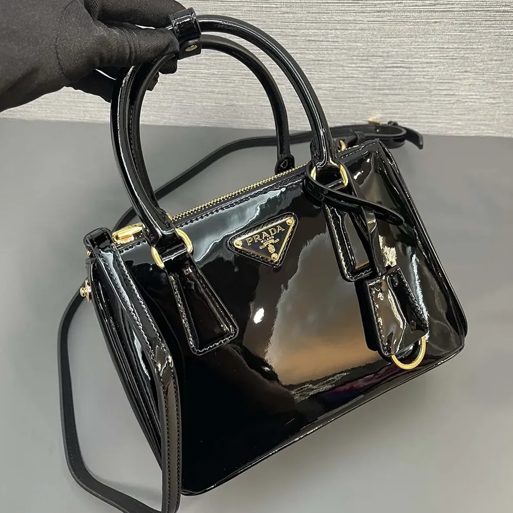 Prada Prada Galleria Patent Leather Mini Bag for Women in Black
