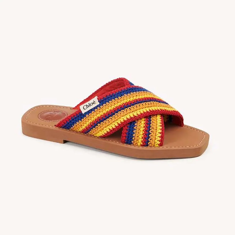 Chloe Woody Flat Mule for Women in Yellow