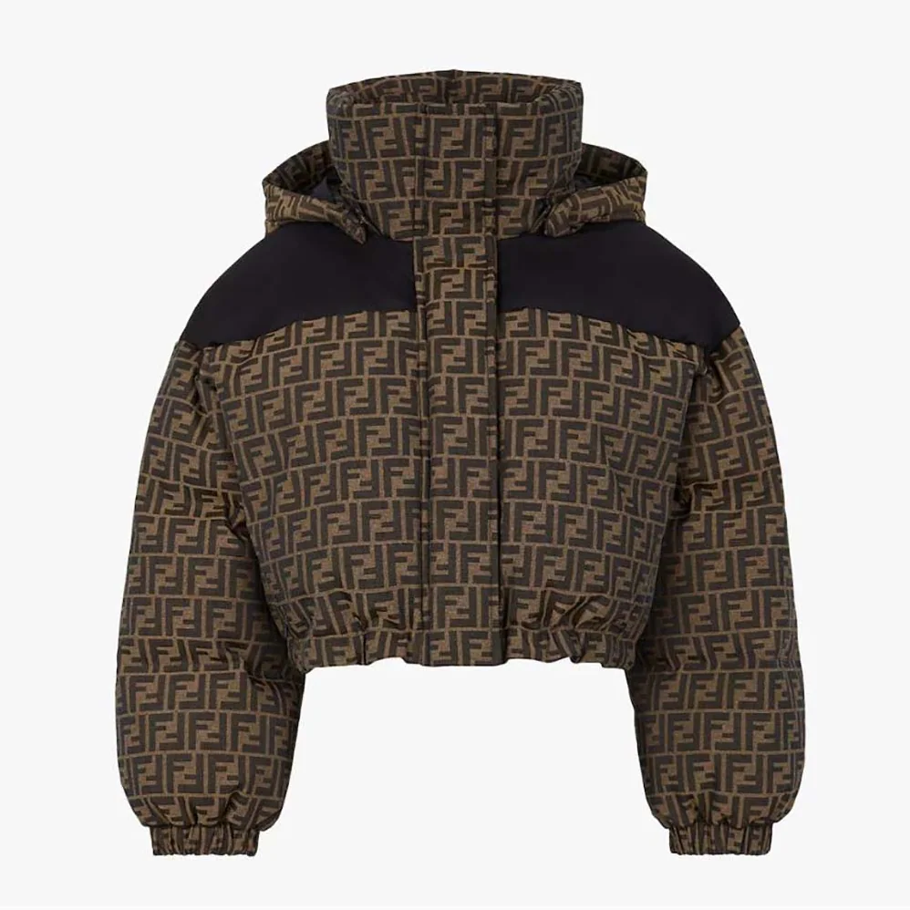 Fendi Ski Jacket Brown Canvas Jacket for Women in Brown