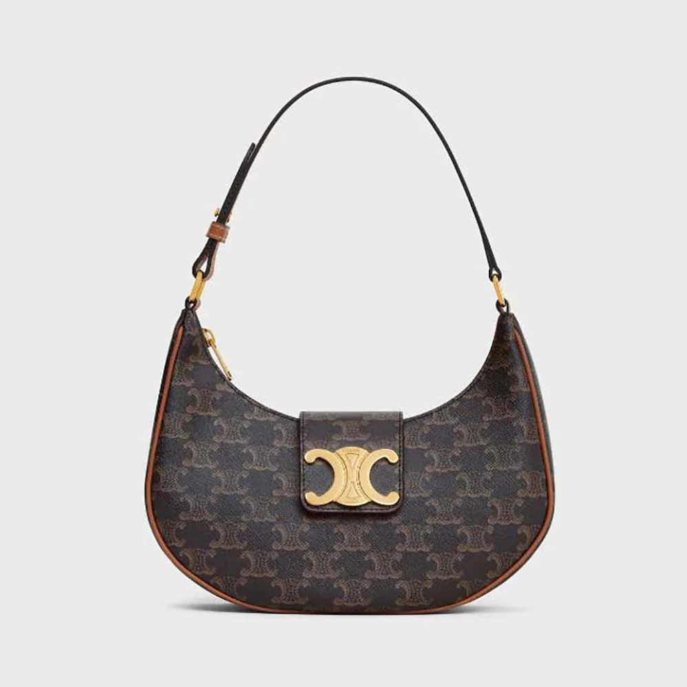 Celine Ava Triomphe Soft Bag in Triomphe Canvas and Calfskin for Women