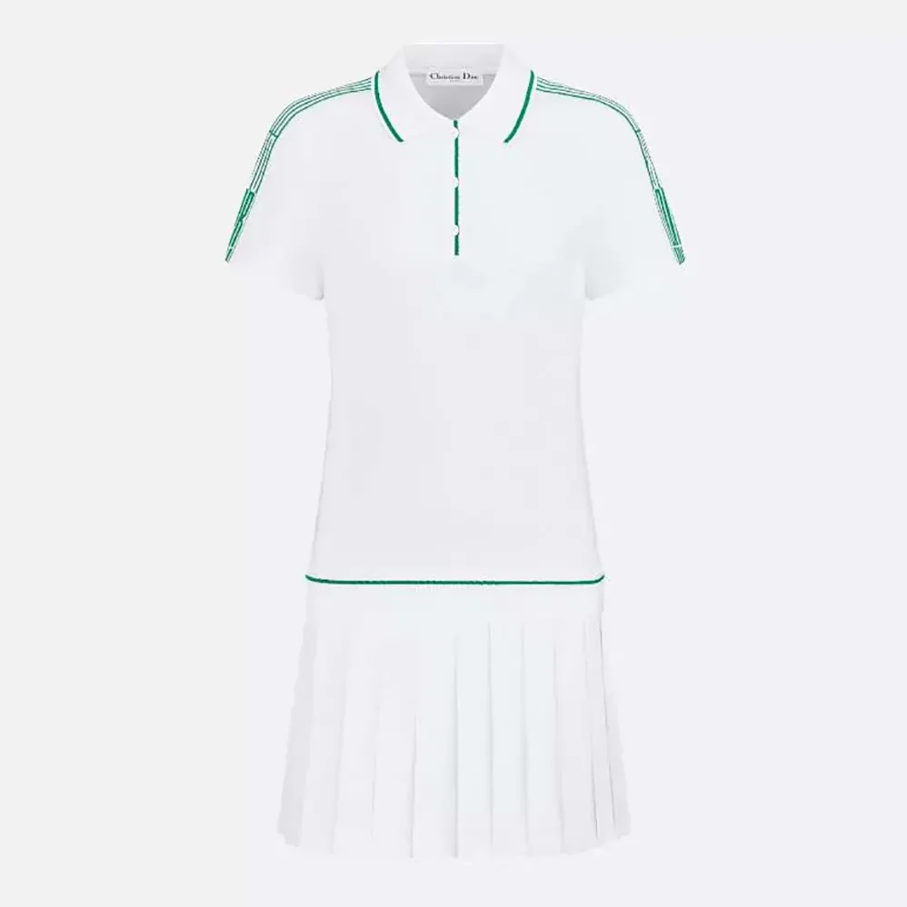 Dior Vibe Short Pleated Dress White Cotton Jersey for Women