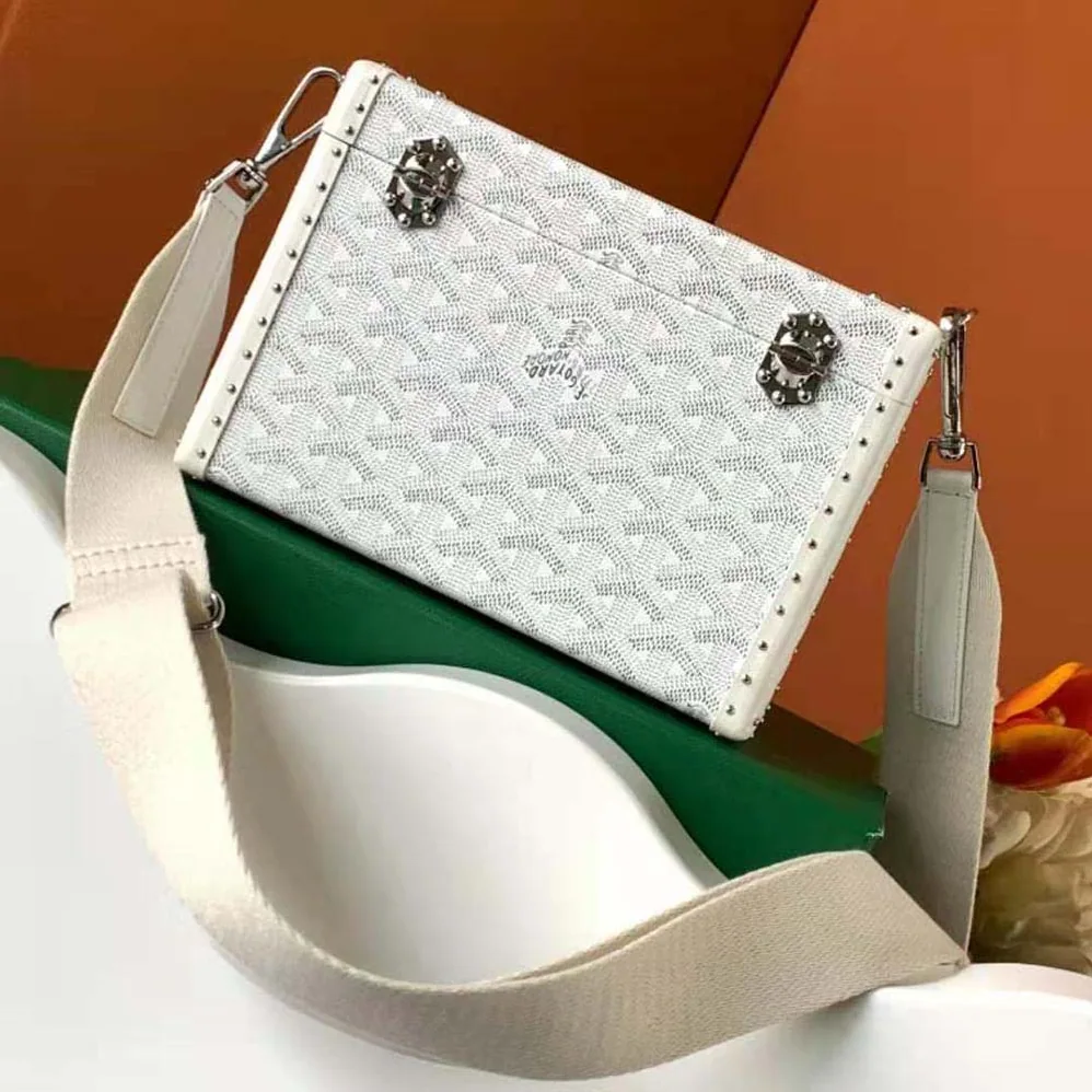 Goyard Cassette Trunk Bag in Goyardine Canvas & Clamecy Cowhide for Women in White Goyard Cassette Trunk Bag in Goyardine Canvas & Clamecy Cowhide for Women in White