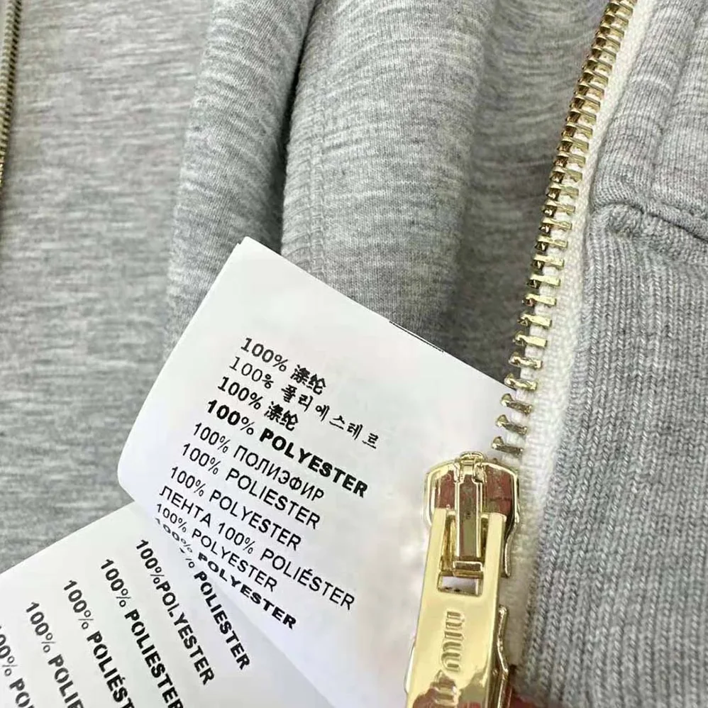 Miu Miu Embroidered Cotton Fleece Hoodie with Embroidered Logo for Women in Silver Miu Miu Embroidered Cotton Fleece Hoodie with Embroidered Logo for Women in Silver