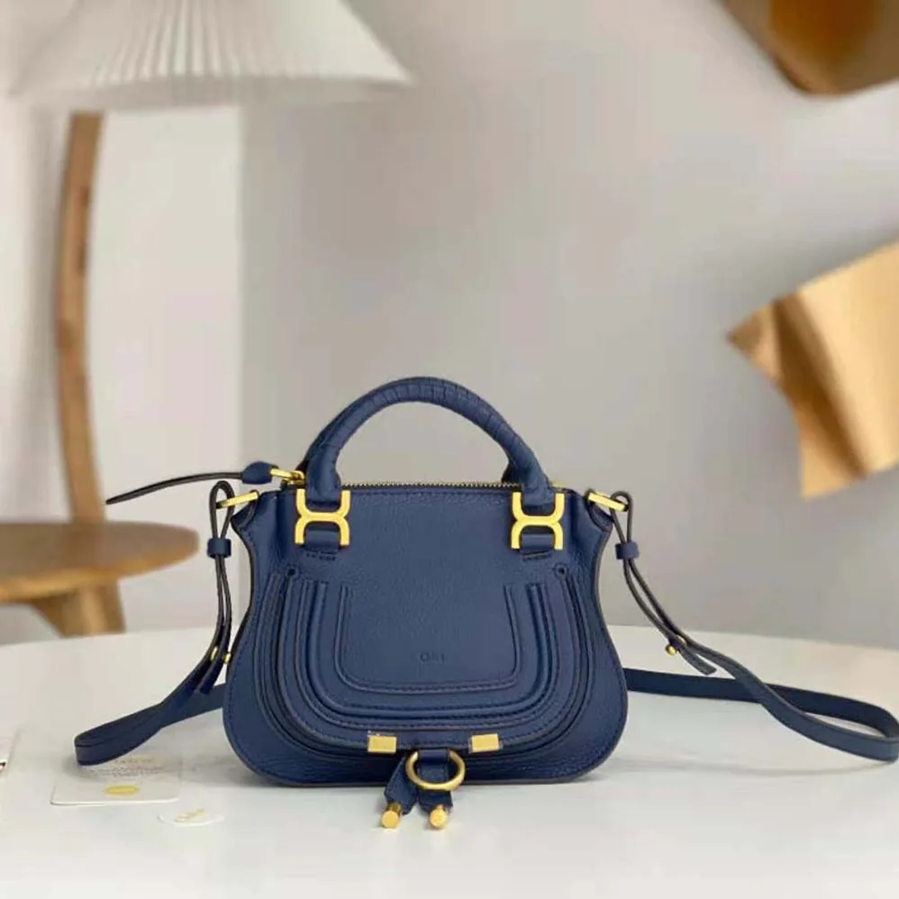 Chloe Marcie Mini Double Carry Bag for Women in Navy