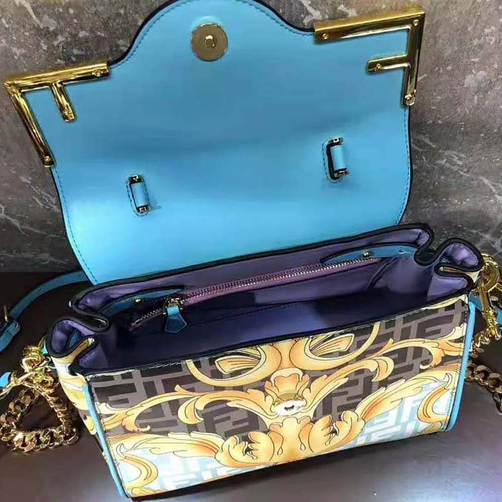 Fendi Fendace La Medusa Medium Handbag for Women in Blue